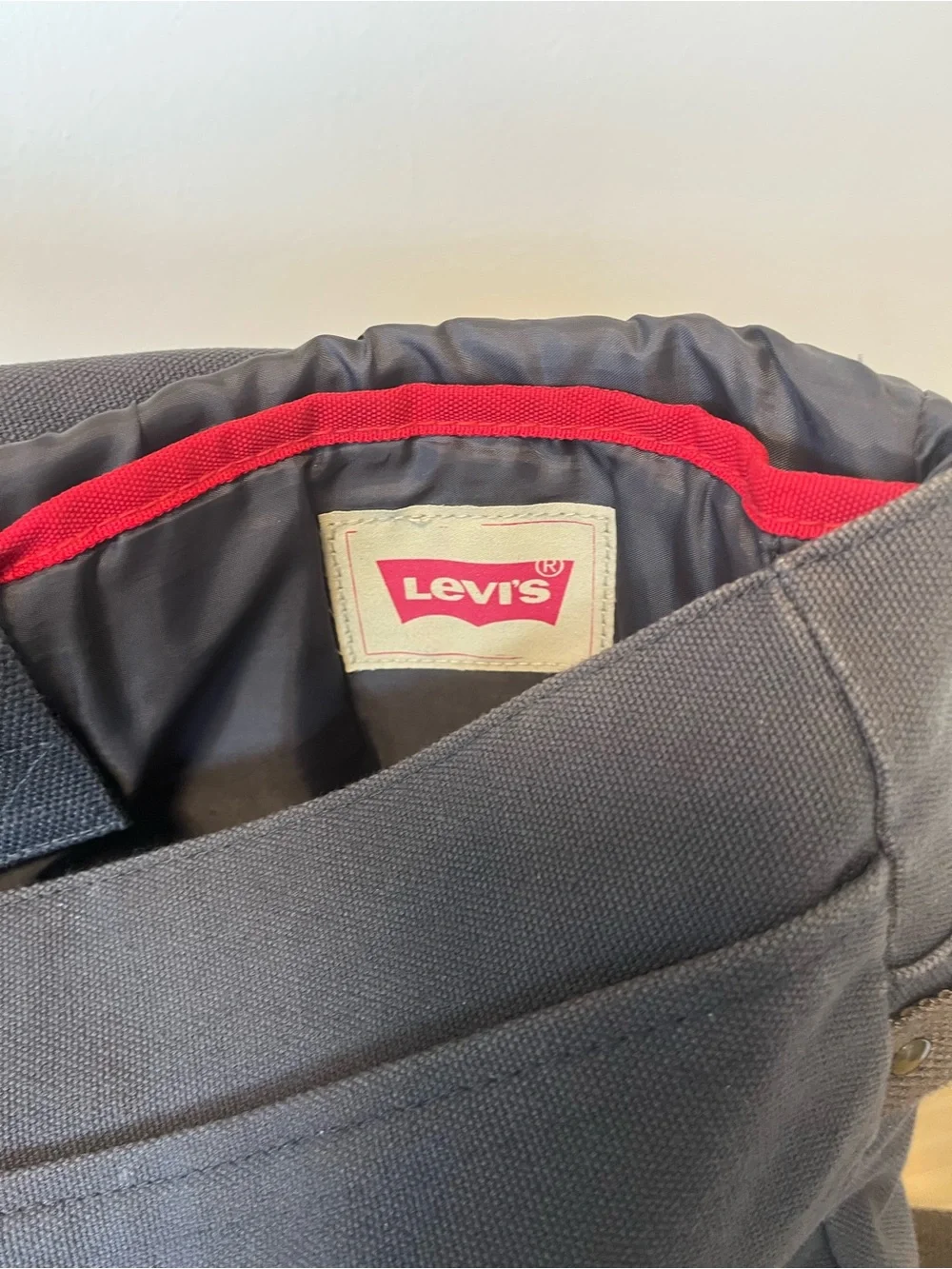 Levi's Blue-Gay Canvas Messenger Bag with Camo Trim
